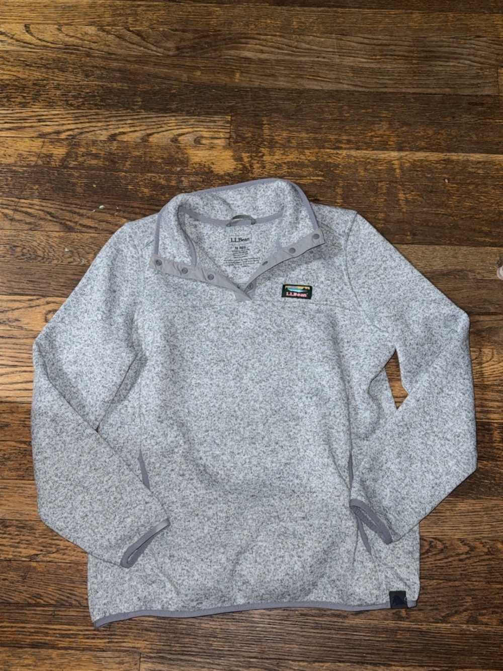 L.L. Bean Misses Light Heather Gray Snap-Button Pullover